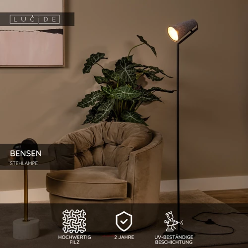 Lucide BENSEN - Stehlampe - 1xE14 - Grau - USP